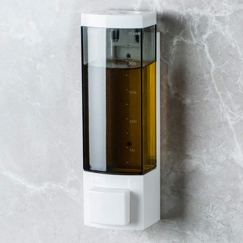 YISMAN Soap Dispensers 250ml ABS Plastic Drill Free with Adhesive or Wall Mount with Screws Liquid Hand Shower Dispenser for Bathroom or Kitchen - Image 1